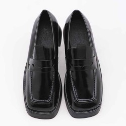 Muffin thick-soled leather shoes