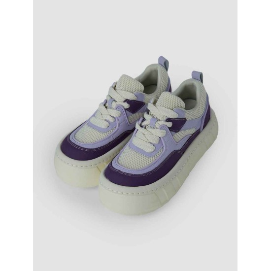Platform Mesh Patchwork Sneakers