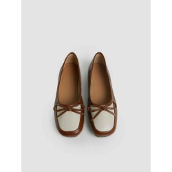 Bow Tie Square Toe Flat Single Shoes