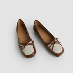Bow Tie Square Toe Flat Single Shoes