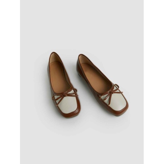 Bow Tie Square Toe Flat Single Shoes Bow Tie Square Toe Flat Single Shoes