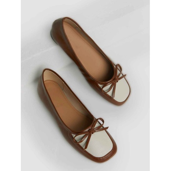 Bow Tie Square Toe Flat Single Shoes Bow Tie Square Toe Flat Single Shoes