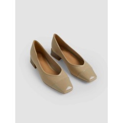 Patent Leather Stitching Thick Heel Single Shoes