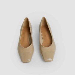 Patent Leather Stitching Thick Heel Single Shoes