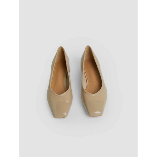 Patent Leather Stitching Thick Heel Single Shoes Patent Leather Stitching Thick Heel Single Shoes