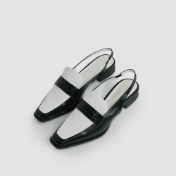 Square Toe Chunky Heel Strappy Half Sandals