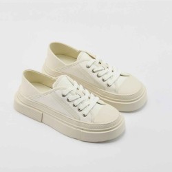 Lace-up thick sole canvas shoes