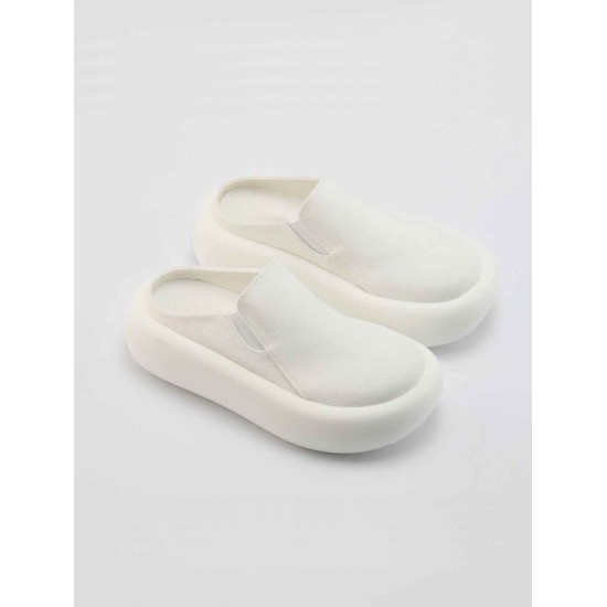 Canvas Thick Bottom Mules Slippers Canvas Thick Bottom Mules Slippers