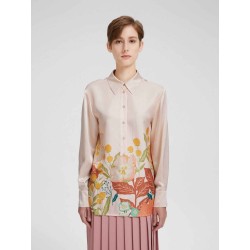 Floral Print Silk Gathered-waist Shirt