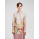 Floral Print Silk Gathered-waist Shirt Floral Print Silk Gathered-waist Shirt