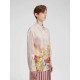 Floral Print Silk Gathered-waist Shirt Floral Print Silk Gathered-waist Shirt