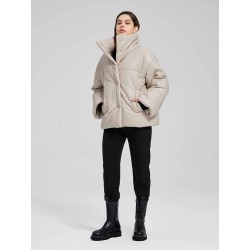Faux-Leather Puffer Jacket