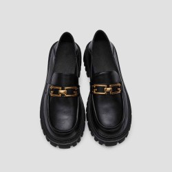 Leather Loafers With Chain
