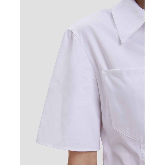 Short Sleeves Gathered-waist Shirt Short Sleeves Gathered-waist Shirt