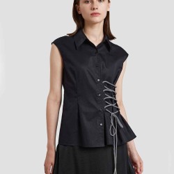 Side Laced Sleeveless Shirt
