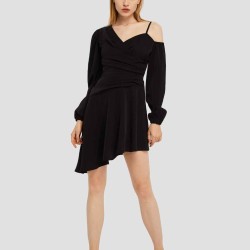Asymmetrical Cold Shoulder Dress