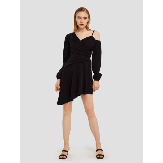 Asymmetrical Cold Shoulder Dress Asymmetrical Cold Shoulder Dress