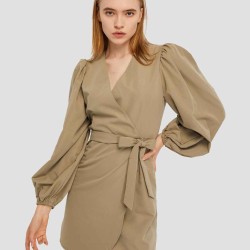 Peasant Sleeve Wrap Dress
