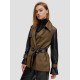 Tie-Waist Stitched Faux Leather Blazer Tie-Waist Stitched Faux Leather Blazer