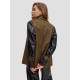 Tie-Waist Stitched Faux Leather Blazer Tie-Waist Stitched Faux Leather Blazer