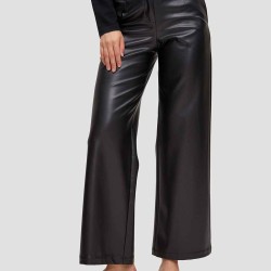 Faux Leather Straight Pants