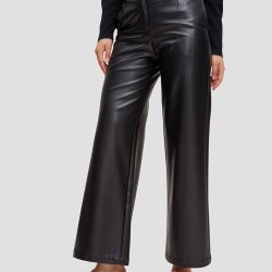 Faux Leather Straight Pants