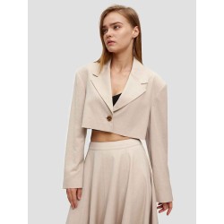 Cropped Lapel Collar Blazer
