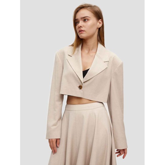 Cropped Lapel Collar Blazer Cropped Lapel Collar Blazer
