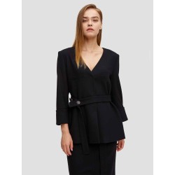 V Neck Belted Wool Coat