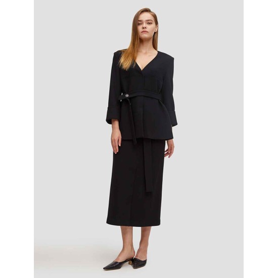 V Neck Belted Wool Coat V Neck Belted Wool Coat