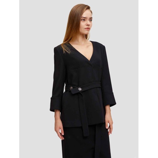 V Neck Belted Wool Coat V Neck Belted Wool Coat