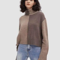 Color-Block Blend Yak Wool Sweater