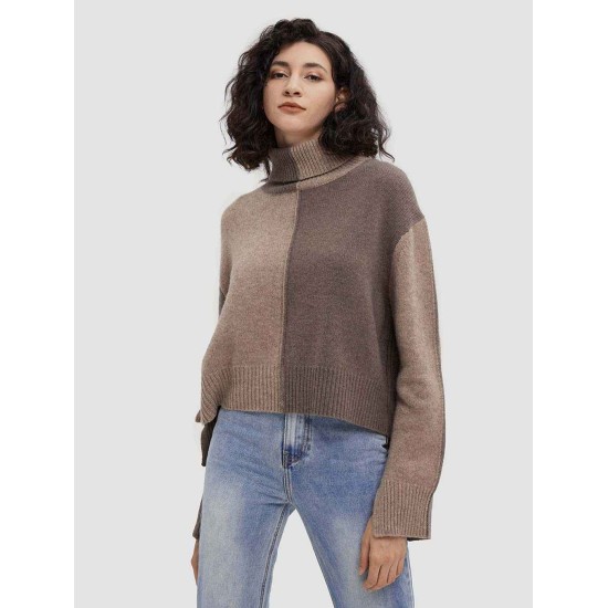 Color-Block Blend Yak Wool Sweater Color-Block Blend Yak Wool Sweater