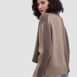 Color-Block Blend Yak Wool Sweater