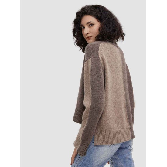 Color-Block Blend Yak Wool Sweater Color-Block Blend Yak Wool Sweater