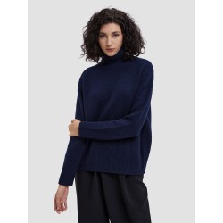 High-Collar Boxy Camel Hair Blend Sweater