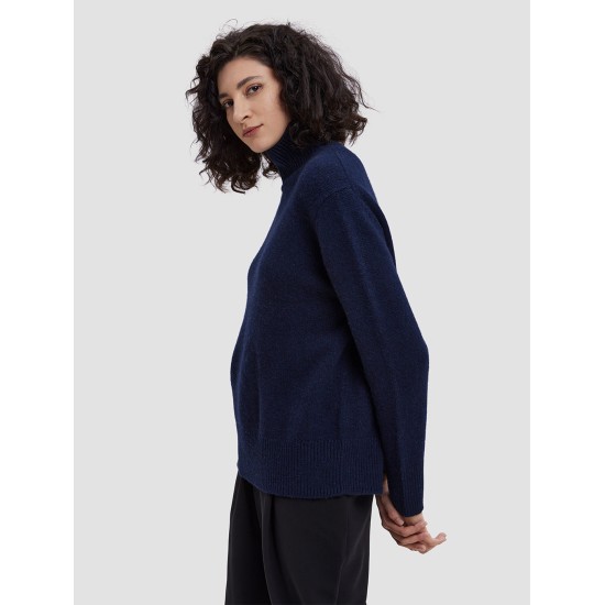 High-Collar Boxy Camel Hair Blend Sweater High-Collar Boxy Camel Hair Blend Sweater